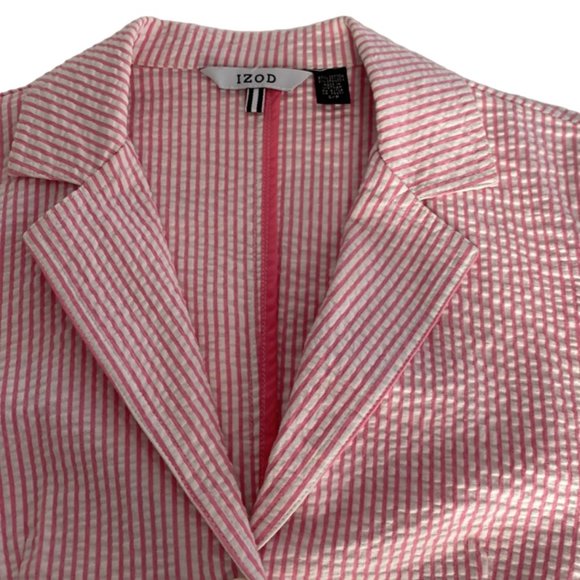 Izod Cropped Jacket, pink/white stripe, Size S/P - Picture 3 of 15